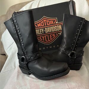 Harley-Davidson® Women's Auburn Black Harness 9-Inch Motorcycle Boots